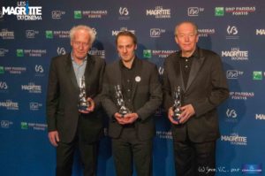 Jean-Pierre et Luc Dardenne et leur acteur Fabrizio Rongione