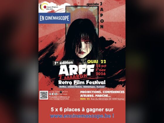 Affiche du 7e Aaaargh Retro Film Festival (ARFF), spéciale Japon, du 28 octobre au 1er novembre 2026 au Quai 22 à Namur, avec le concours En Cinémascope : 5 x 6 places à gagner