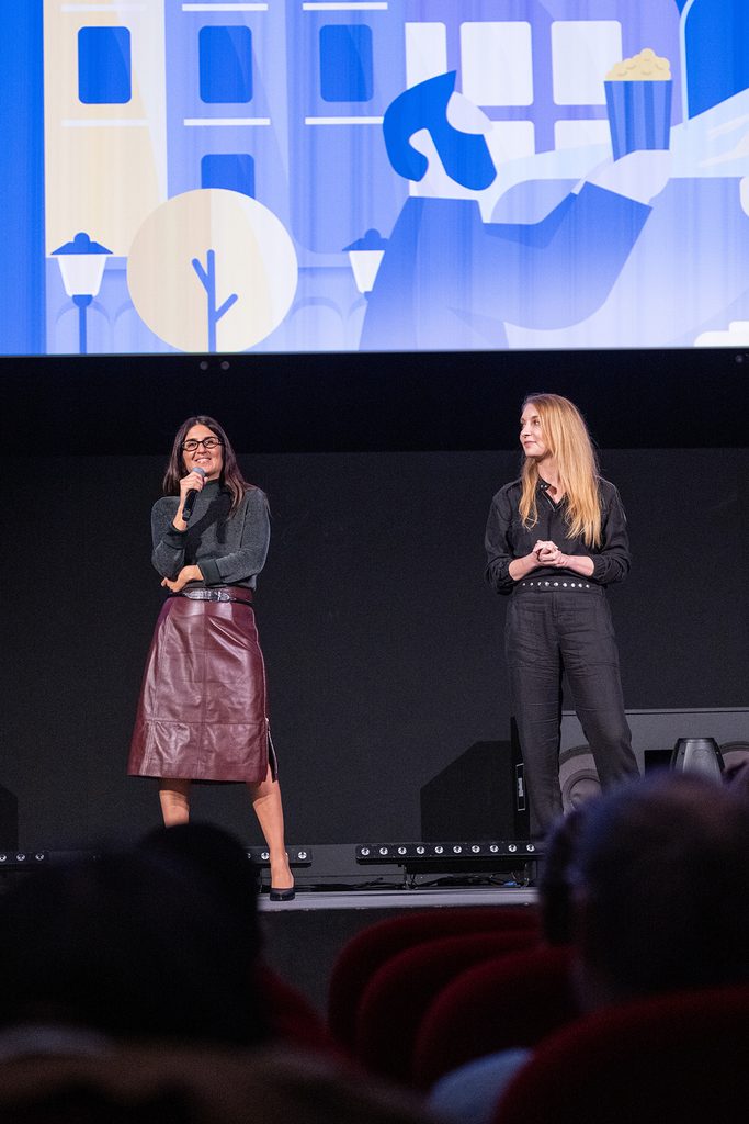 La réalisatrice Géraldine Nakache et Cathy Immelen sur la scène du FIFF Namur 2026